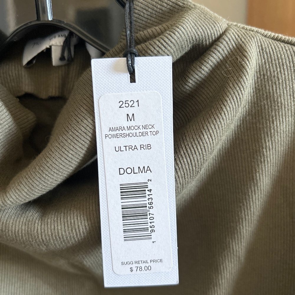 Mock neck power shoulder top